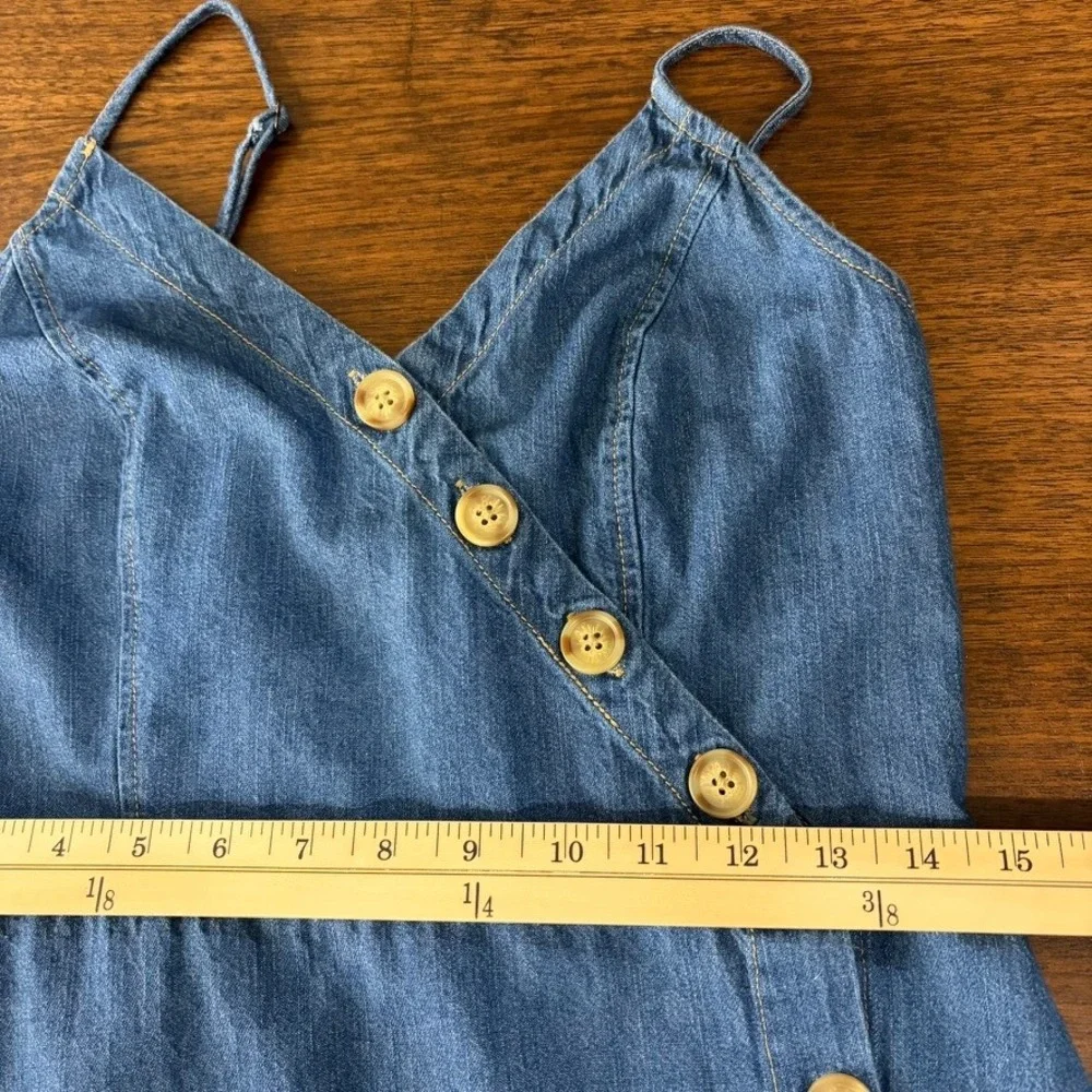 Universal Thread Womens Denim Midi Dress Size S Blue Button Front Smocked Back